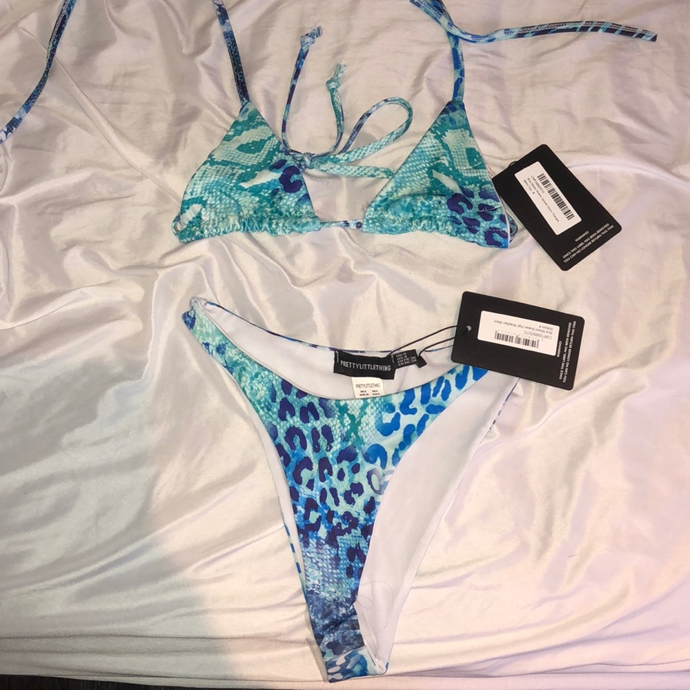 Blue snake skin Brazilian bathing suit bikini